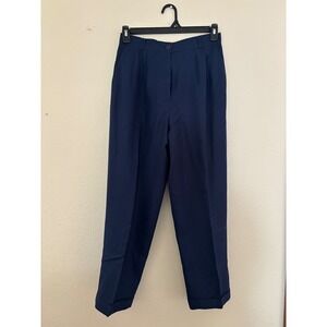 Talbots Petites Blue Dress‎ Pants Womens 12P Cuffed Hem (A650)